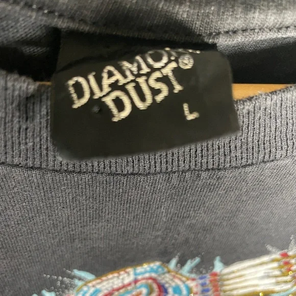 Diamond Dust Native American Necklace vintage Black Single Stitch Shirt large - Picture 3 of 4